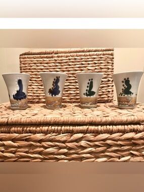 4 One-of-a-Kind, Pottery Cups Handmade by Artist Scottie Weist of Elkins, WV